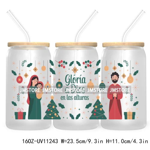 Mexican Gingerbread Christmas Pan Dulce UV DTF Cup Wrap For Libbey Glass Can Transfer Stickers Waterproof Labels Tis The Season