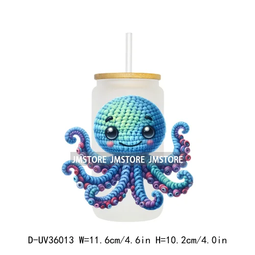 New Knitted Baby Animals UV Sticker Decals For Libbey Cold Cups Mugs Tumbler Transfer Stickers Waterproof High Quality Labels