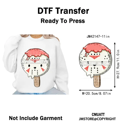 Sweet Christmas Popsicles Spooky Halloween Ice Cream Iron on DTF Washable Transfers Stickers Ready to Press for Clothing Bags