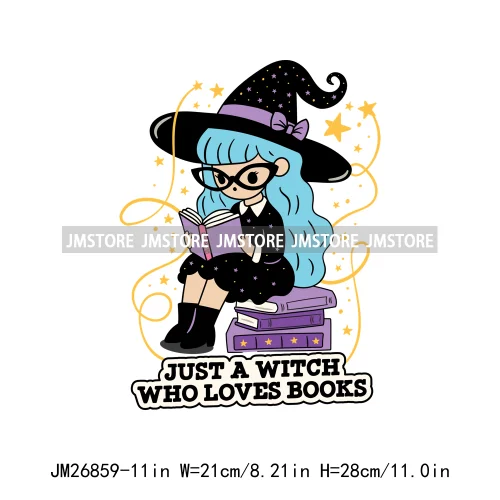 Custom Trick Or Read Ghost Witches Spooky Book Club Decals Bookish Girly Halloween DTF Iron On Transfers Stickers For T-shirts