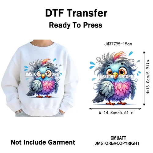 15cm 5.9in Kids Cute Nursery Thermal Printed Bird Fly Animal Washable Iron on DTF Transfers Stickers Ready to Press for Textile