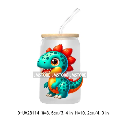 Cute Baby Dinosaur Kids Gift UV DTF Transfer Stickers Decals For Libbey Cold Cups Mugs Tumbler Waterproof Craft Cartoon Animals