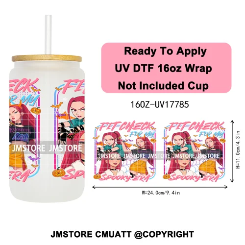 Demon Hunters Kpop Derpy Halloween Mystery Boys UV DTF Stickers Ready To Apply Cup Wrap High Quality For 16OZ Libbey Can Glass