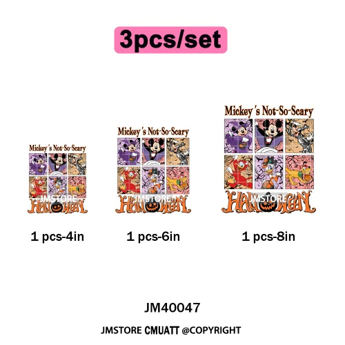 Happy Halloween Nightmare Cartoon Character Pumpkin Skeleton Iron on DTF Washable Transfers Stickers Ready to Press for T-shirts