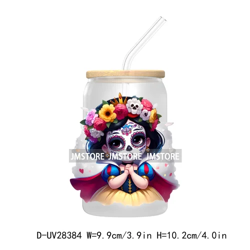 Mexican Little Princess UV DTF Transfer Stickers Decals For Libbey Cold Cups Mugs Tumbler Waterproof Craft Day of the Dead Girls