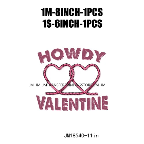 Pink Love Howdy Honey Valentine's Day Printing Designs Iron On Western Cowgirl Boat Hat DTF Transfers Stickers For T-Shirts Bag