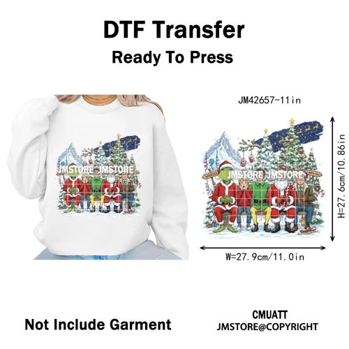 Ho Ho Ho Christmas Coquette Gifts Santa Cartoon Characters Iron on DTF Washable Transfers Stickers Ready to Press for Clothing