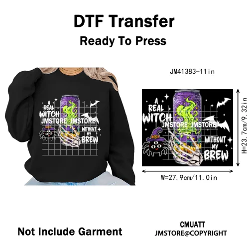 Cute Soda Can Energy Drink Boo Ghost Coquette Spooky Halloween Iron on DTF Washable Transfer Sticker Ready to Press for Clothing