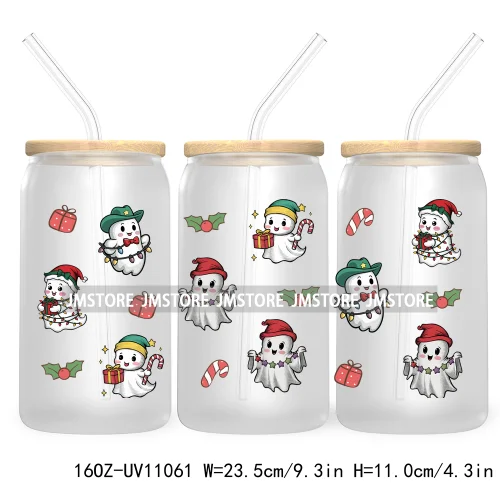 Gingerbread Christmas Coffee Latte UV DTF Cup Wrap For Libbey Glass Can Transfer Stickers Waterproof Custom Book Ghost Christmas