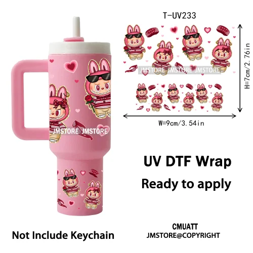Coquette Bow Cartoon Monsters UV DTF Custom Prints Ready To Apply Transfer Stickers Waterproof Wraps For Mini Tumbler Keychain