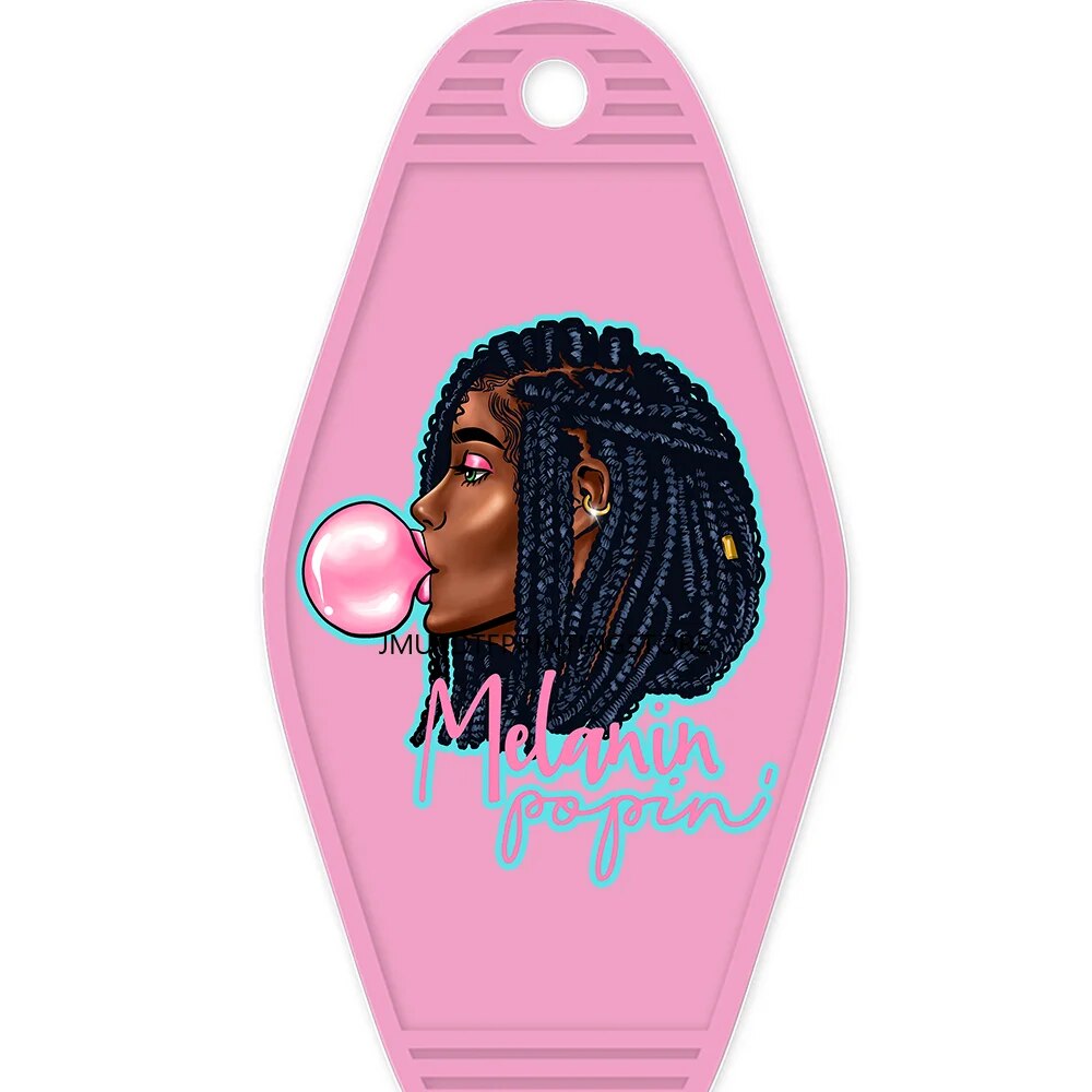 Beautiful Afro Girl Magic Melanin Black Woman High Quality WaterProof UV DTF Sticker For Motel Hotel Keychian