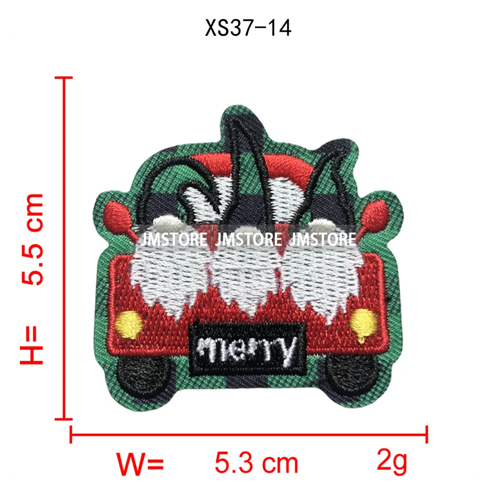 Red Checkered Christmas Icons Cozy Winter Season Lover Festive Decoration Embroidery Appliques Iron on Patches for Clothes Bags