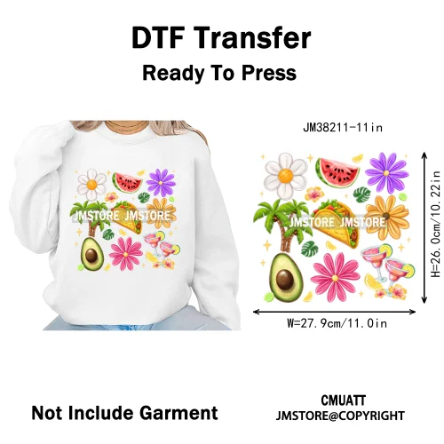 Spring Break Wildflower Seashell Turtle Coquette Sun Summer Vacation Iron on DTF Transfers Stickers Ready to Press for Clothes