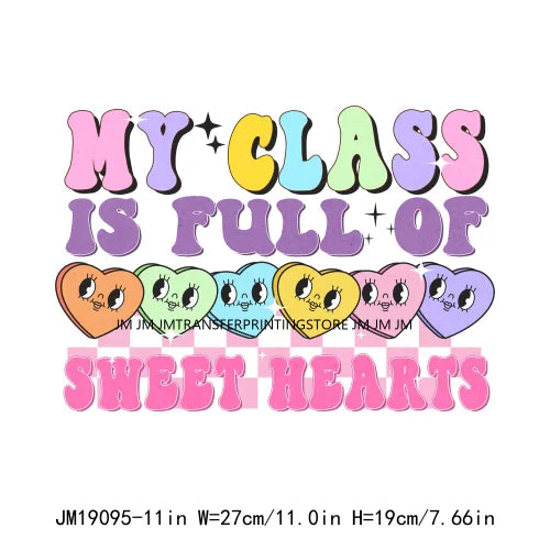 Retro Distressed Loved Teacher Mama Valentine Teaching Sweetheart DTF Heat Transfer Stickers Printing Ready To Press For Clothes