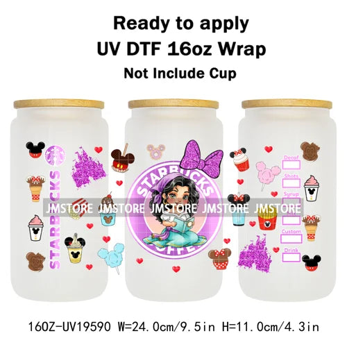 Coquette Bow Baby Toddler Princess UV DTF Cup Wraps Ready To Apply Transfer Stickers For 16OZ Libbey Glass Can Mug Faux Glitter