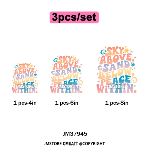 Funny Summer Quotes Sunset Palm Trees Beach Vacation Vibes Washable Iron on DTF Transfer Sticker Ready to Press for Textile Bags