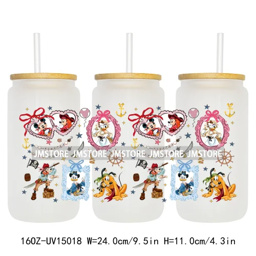 Magical Mirror Cartoon Coquette Bow 16OZ UV DTF Cup Wraps Ready To Apply Waterproof Transfer Stickers For Libbey Glass Can Mugs