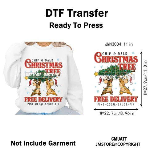 Funny Cartoon Mouse Friends Merry Christmas Movie Character Xmas Season Iron on DTF Transfer Stickers Ready to Press for Hoodies