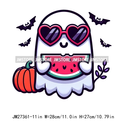 Funny Happy Death Watch Scary Movie Boo Ghost Halloween Vibes Thermal Logos DTF Iron On Heat Press Transfer Stickers For Clothes