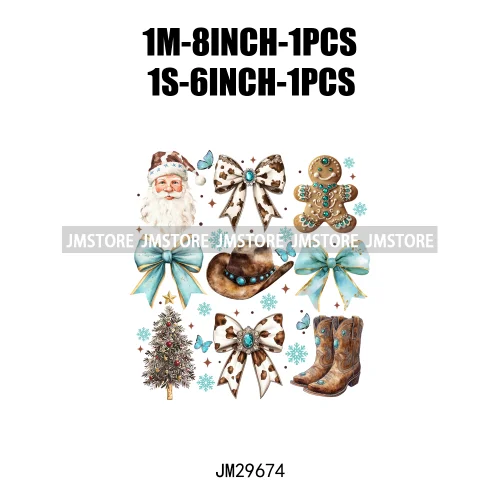 New Christmas Santa Social Club Coquette Western Boots Jolly Holiday Season Logos Iron On DTF Heat Transfer Stickers For Hoodies