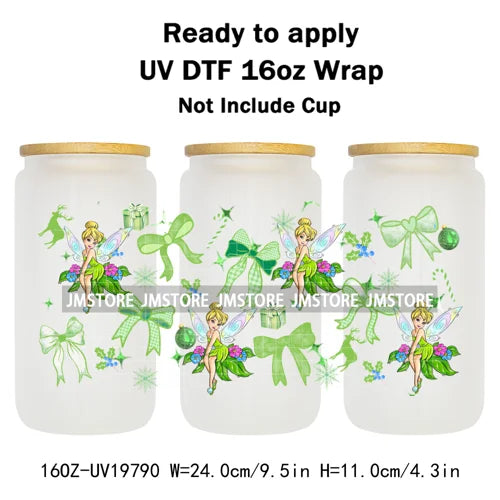 Coquette Princess Christmas Gifts 16OZ UV DTF Cup Wraps Ready To Apply Waterproof Transfer Stickers For Libbey Glass Can Cartoon