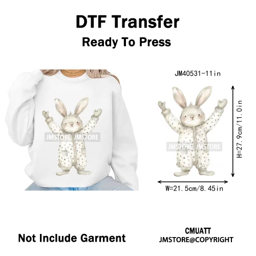 Cute Nursery Sleepy Baby Safari Jungle Animals in Pajamas Love Iron on DTF Washable Transfers Sticker Ready to Press for Clothes