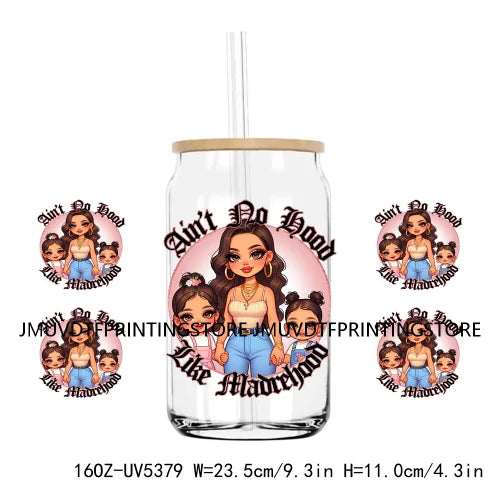 Mother's Day Daughter Son Latina Mexican Mama 16OZ UV DTF Cup Wrap Transfer Sticker Custom Waterproof Logo For Libbey Glass Can