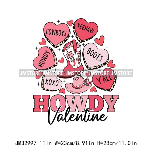 Pink Howday Highland Cow Dog Coquette Bow All Booked for Valentines Day Iron On DTF Transfer Stickers Ready To Press For Hoodies