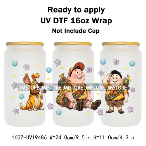 Up Gifts Balloon House Adventure Old Man 16OZ UV DTF Cup Wraps Ready To Apply Waterproof Transfer Stickers For Libbey Glass Can
