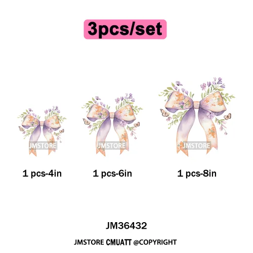 Spring Wildflower Love Vibes Ribbon Wedding Coquette Iron on DTF Thermal Transfers Stickers Ready to Press for Dresses Hoodies