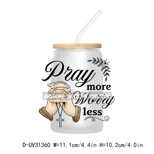 God Jesus Psalm Religious Faith Motivational Quotes UV DTF Transfer Stickers Decals For Libbey Cold Cups Mugs Tumbler Waterproof