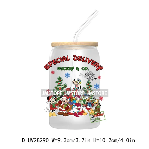 Festive Christmas Gnome Candy Cane UV DTF Transfer Stickers Decals For Libbey Cold Cups Mugs Tumbler Labels Cartoon Characters