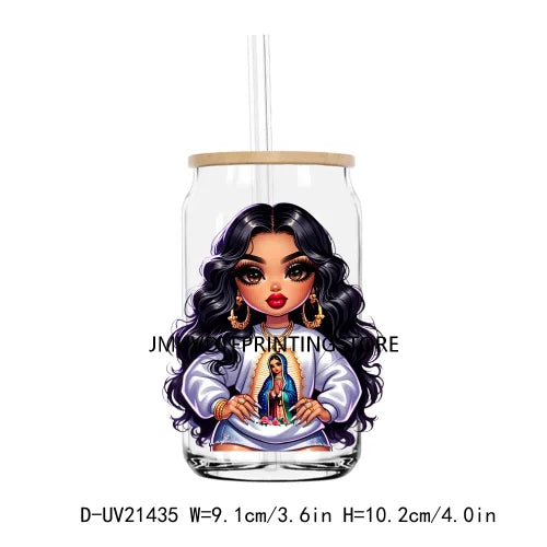 Chibi Cute Chicana Woman UV DTF Transfers Stickers Decals For Libbey Cold Cups Mugs Tumbler Waterproof DIY Logo Mexican Girls