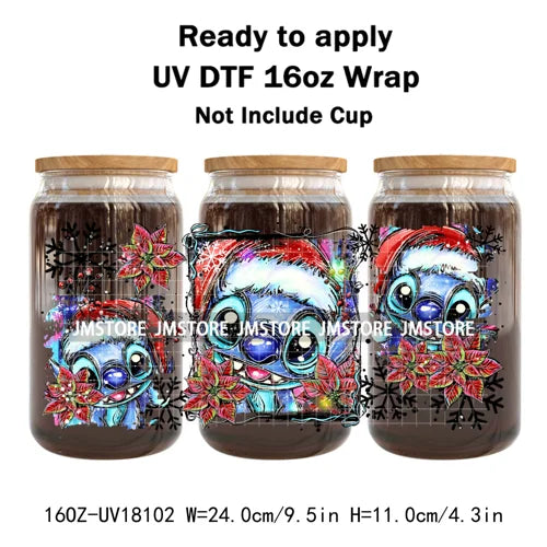 Christmas Cartoon Holiday Movie Friends UV DTF Cup Wrap Ready To Apply Transfer Stickers 16OZ Tumbler Wraps For Libbey Glass Can