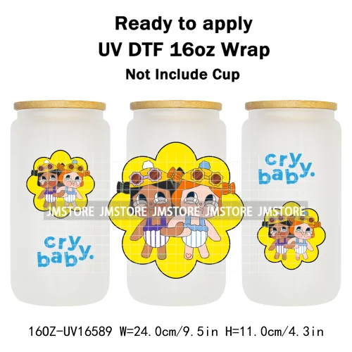 Floral Monsters Cartoon Characters UV DTF Wraps Transfer Stickers Waterproof Logo High Quality For 16OZ Libbey Glass Can Tumbler