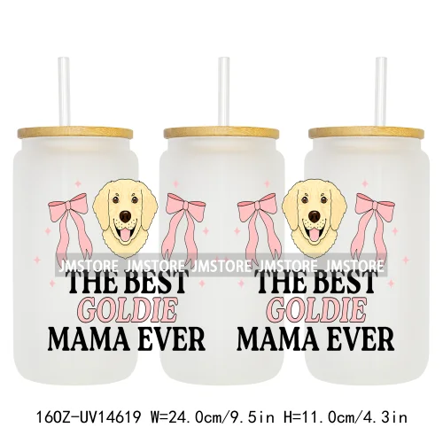 Coquette Bow Cat Dog Mom UV DTF Stickers Ready to Transfer Cup Wrap Custom Labels DIY Craft For Libbey Can Glass Tumblers Mugs