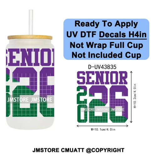 Graduation Crew 2026 Senior UV DTF Transfer Stickers Decals Ready To Apply Good Quality Prints For Libbey Cold Cup Mug Bottle