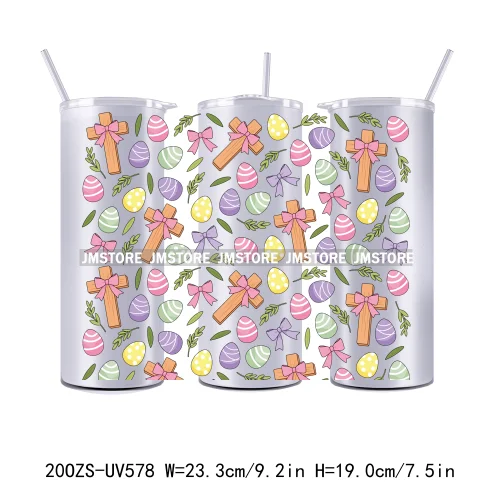 Coquette Easter Peeps Spring Floral Bunny Eggs 20OZ Skinny Tumbler Wrap UV DTF Transfer Stickers Personalized Logo For Tumbler