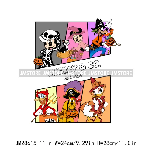 Happy Halloween Cartoon Animal Character Spooky Vibes Trick Or Treat Iron On DTF Transfer Stickers Ready To Press For Sweatshirt