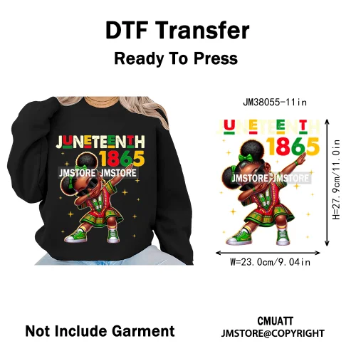 God Says She Is Dope Women Juneteenth 1865 Independence Washable Iron on DTF Transfers Stickers Ready to Press for Clothes