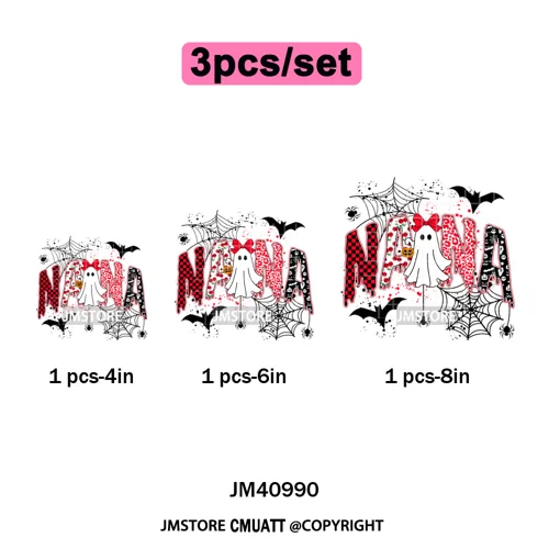 Leopard Checkered Spooky Mama Ghost Halloween Letters Preppy Halloween Iron on DTF Transfer Stickers Ready to Press for T-shirts