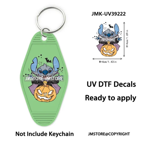 Horror Pumpkin Halloween Cartoon UV DTF Motel Keychain Decal Ready To Ship Durable Transfer Stickers Prints For Hotel Keychain