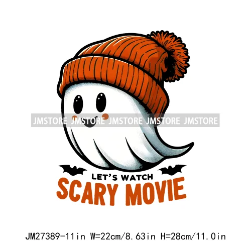 Funny Happy Death Watch Scary Movie Boo Ghost Halloween Vibes Thermal Logos DTF Iron On Heat Press Transfer Stickers For Clothes