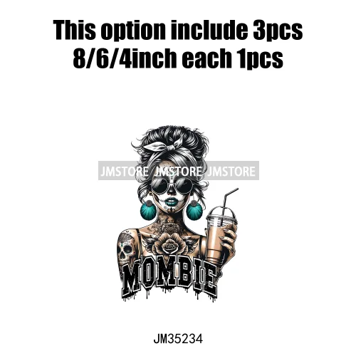 Cool Sarcasm Edgy Tattoo Idgaf Girl Iced Coffee Rebellious Women Iron on DTF Transfers Stickers Ready to Press for Clothing Bags
