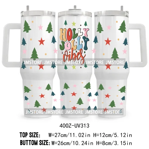 Hot Cocoa And Christmas Movies UV DTF Tumbler Wrap Transfer Stickers Custom Labels 40OZ Wraps Waterproof Christmas Gingerbread