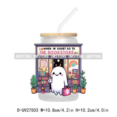 Cute Ghost Stay Spooky Halloween Pumpkin UV DTF Transfer Stickers Decals For Libbey Cold Cups Mugs Tumbler Waterproof Craft Boo