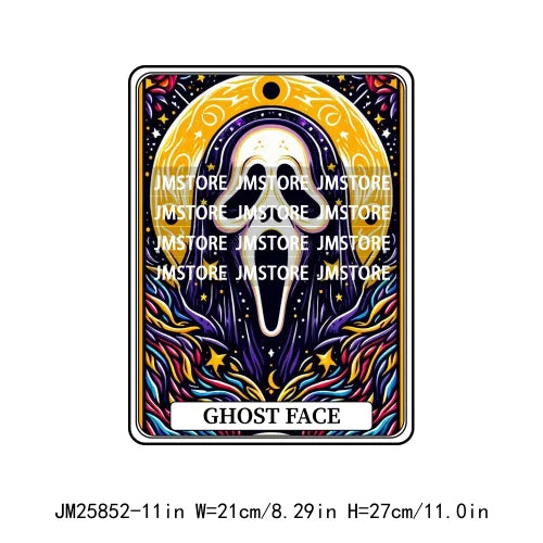 New Halloween Trickster Killer Scary Characters Tarot Cards Thermal Logos DTF Iron On Heat Press Transfers Stickers For Clothes