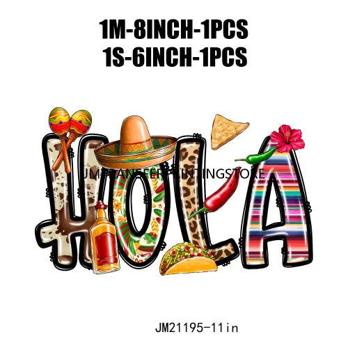 New Let's Fiesta Mexican Happy Cinco De Mayo Iron On DTF Stickers Sombrero Hat Cactus Fiesta Squad Transfer Printing For Hoodies