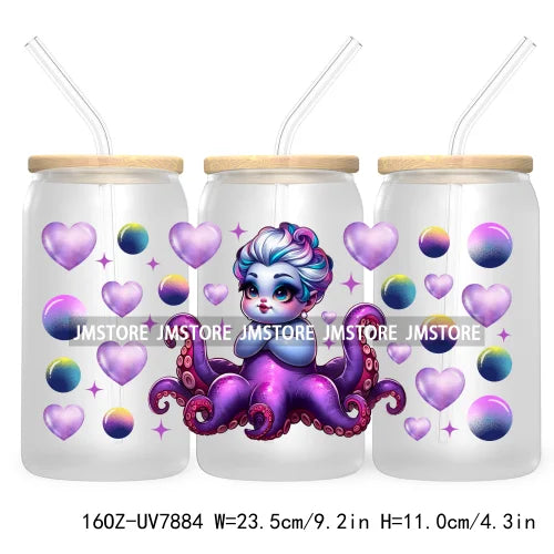 Cute Baby Princess Queen 16OZ UV Cup Wrap DTF Transfer Stickers For Libbey Glass Can Cups Tumbler Waterproof Labels Best Friends