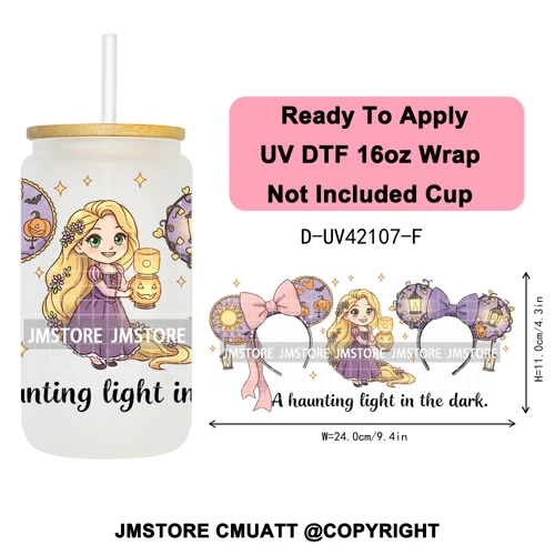 Mouse Halloween Villain Girly Cartoon Princess 16OZ UV DTF Cup Wraps Ready To Apply Transfer Stickers For Libbey Glass Can Mugs